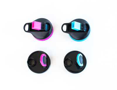 H2OCOACH Boss bottle 1 gallon & Today's Choices Flip Top & Straw Lids - Assorted - (2 Pink & 2 Blue) 4 pack