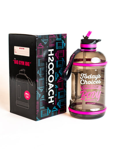 H2OCOACH - Today's Choices - Tomorrow's Body Half Gallon Water Bottle - w. Straw - 85 oz