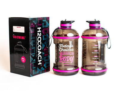 H2OCOACH - Today's Choices - Tomorrow's Body Half Gallon Water Bottle - w. Straw - 85 oz