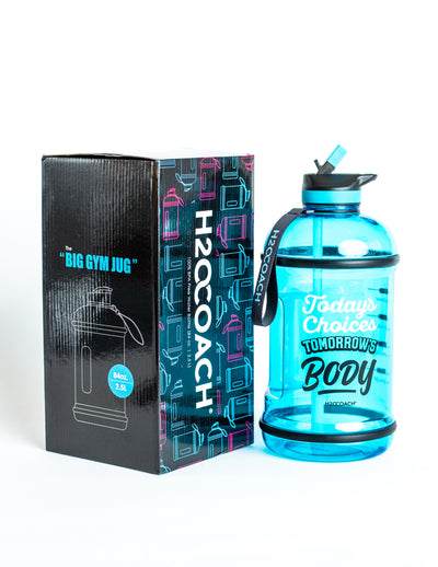 H2OCOACH - Today's Choices - Tomorrow's Body Half Gallon Water Bottle - w. Straw - 85 oz