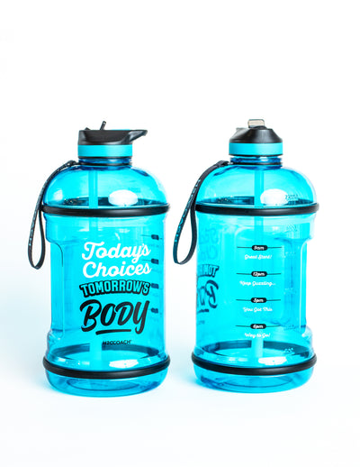 H2OCOACH - Today's Choices - Tomorrow's Body Half Gallon Water Bottle - w. Straw - 85 oz