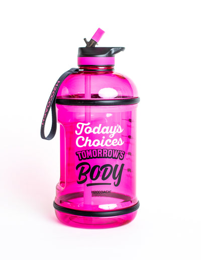H2OCOACH - Today's Choices - Tomorrow's Body Half Gallon Water Bottle - w. Straw - 85 oz