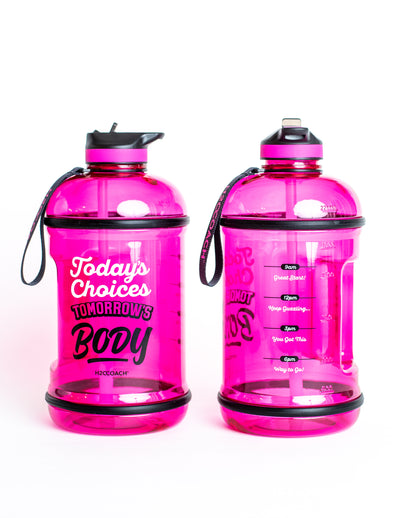 H2OCOACH - Today's Choices - Tomorrow's Body Half Gallon Water Bottle - w. Straw - 85 oz