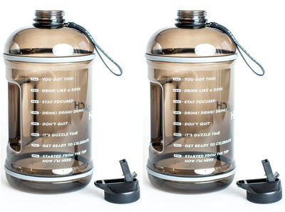 Gallon Water Bottle with Straw- BPA Free - 128 oz - Two Lids - H2OCoach