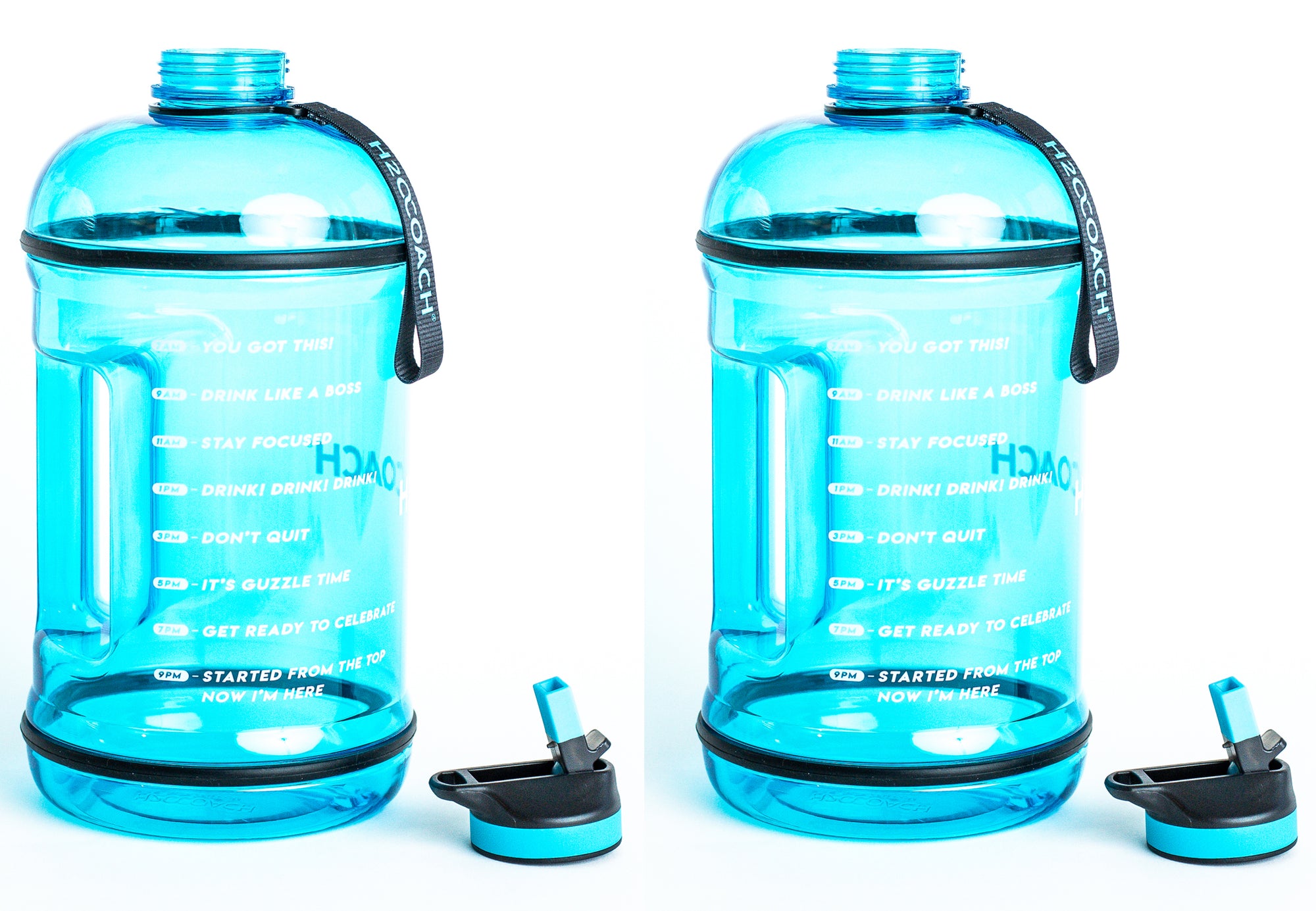 Gallon Water Bottle with Straw- BPA Free - 128 oz - Two Lids - H2OCoac