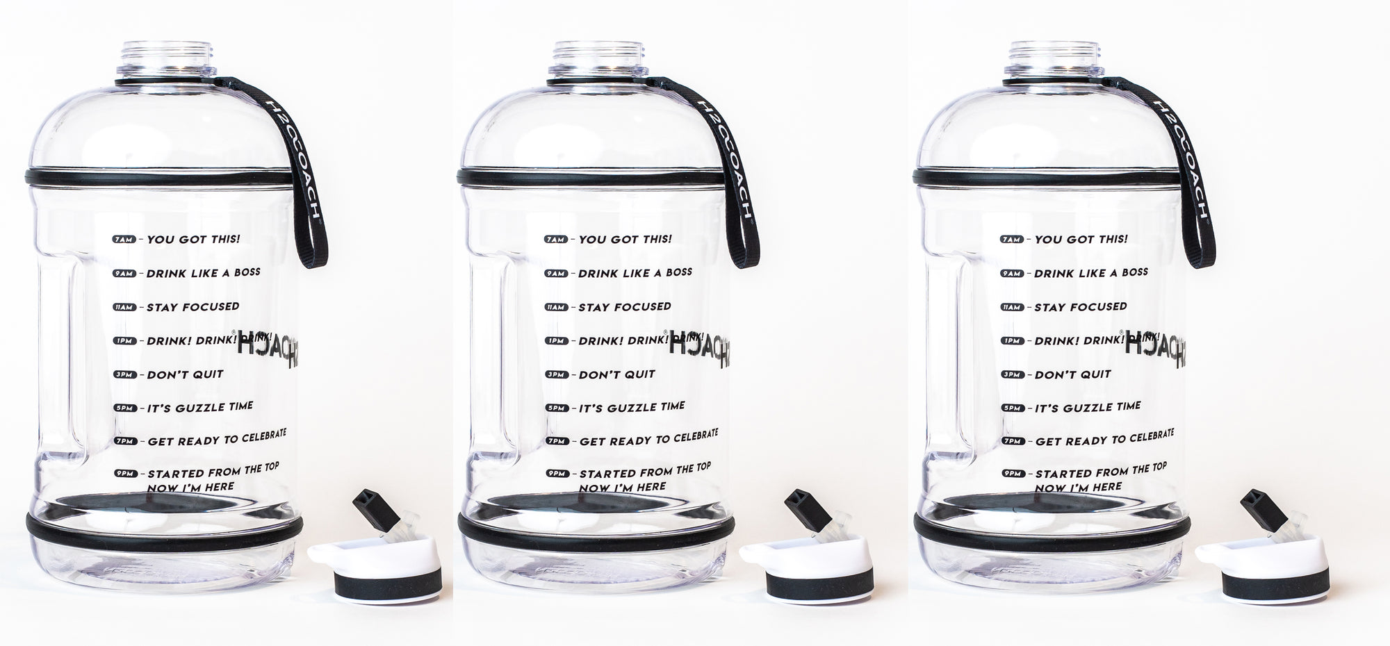 Gallon Water Bottle with Straw- BPA Free - 128 oz - Two Lids - H2OCoach