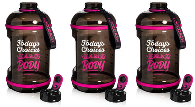 H2OCOACH - Today's Choices - Tomorrow's Body Half Gallon Water Bottle - Flip Top - 85 oz