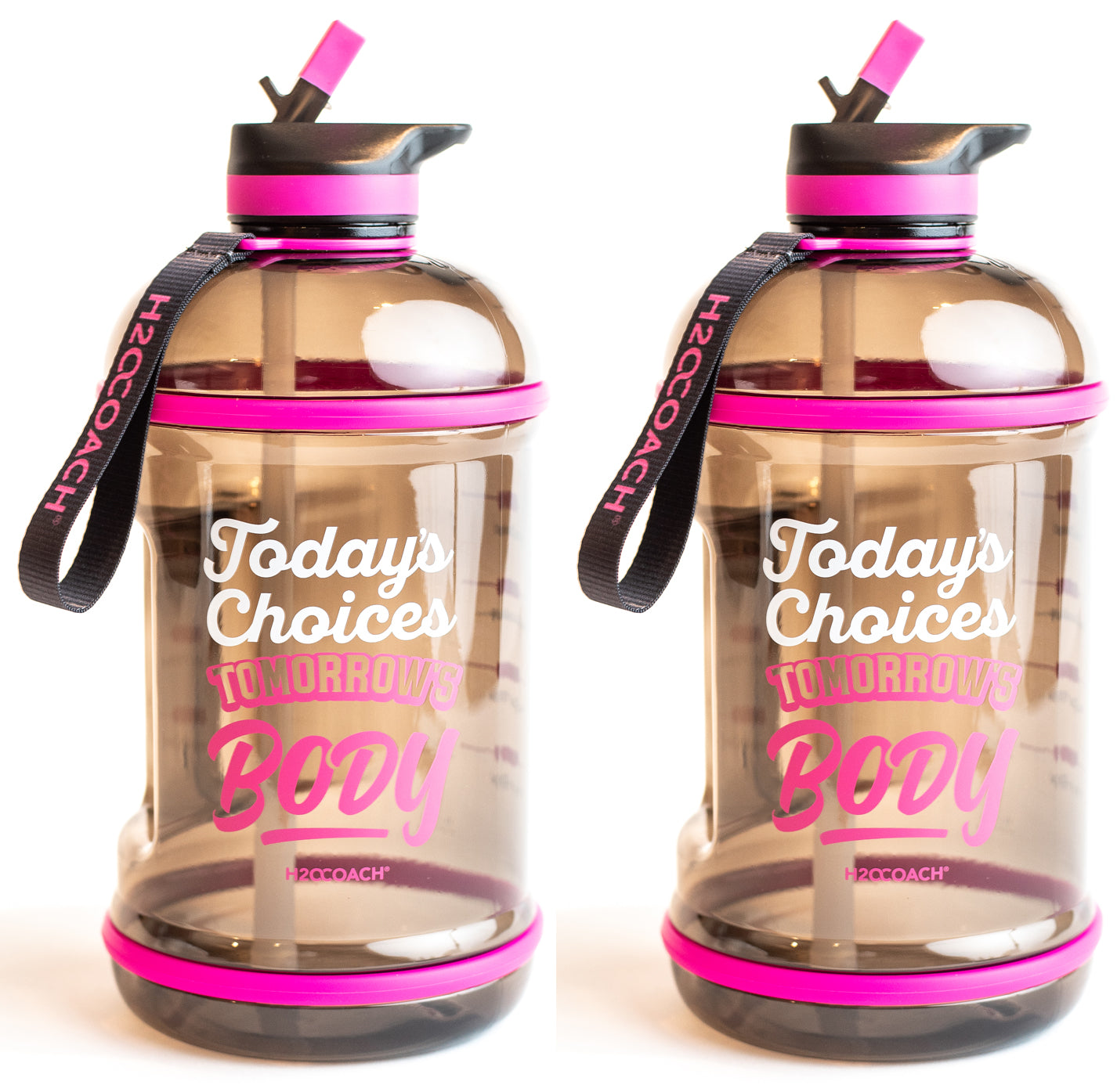 H2OCOACH - Today's Choices - Tomorrow's Body Half Gallon Water Bottle - w. Straw - 85 oz