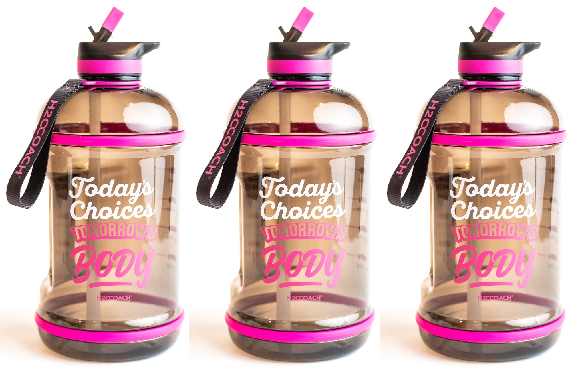 H2OCOACH - Today's Choices - Tomorrow's Body Half Gallon Water Bottle - w. Straw - 85 oz