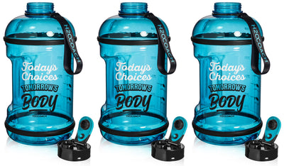 H2OCOACH - Today's Choices - Tomorrow's Body Half Gallon Water Bottle - Flip Top - 85 oz