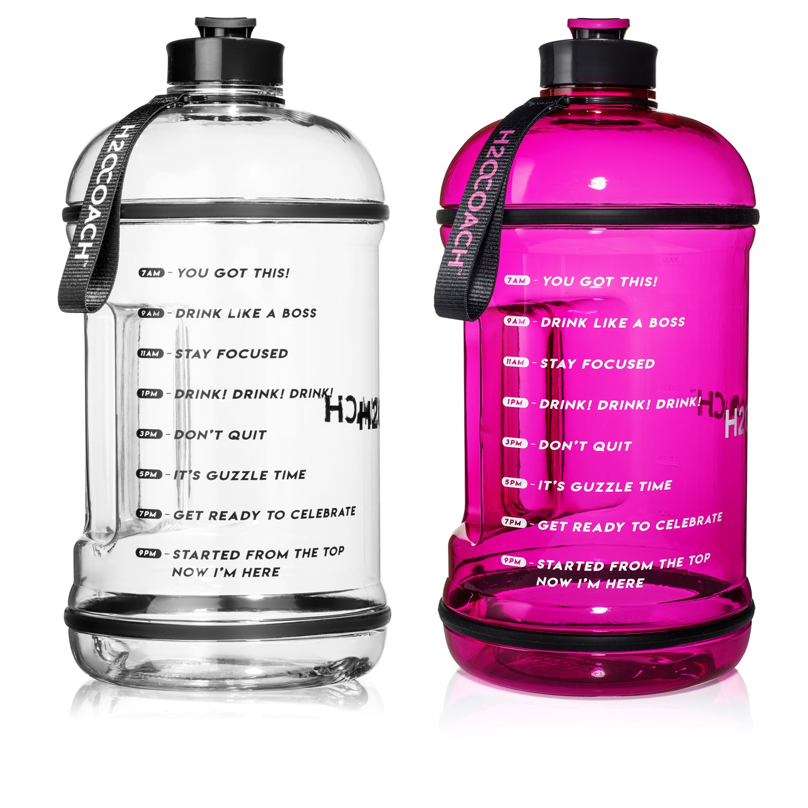 H2OCOACH One Gallon Set - TRANSPARENT w. BLACK & Pink -2 Quantity