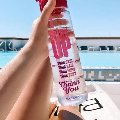 H2OCOACH Drink Up Time Marked Water Bottle with Straw - 30 oz