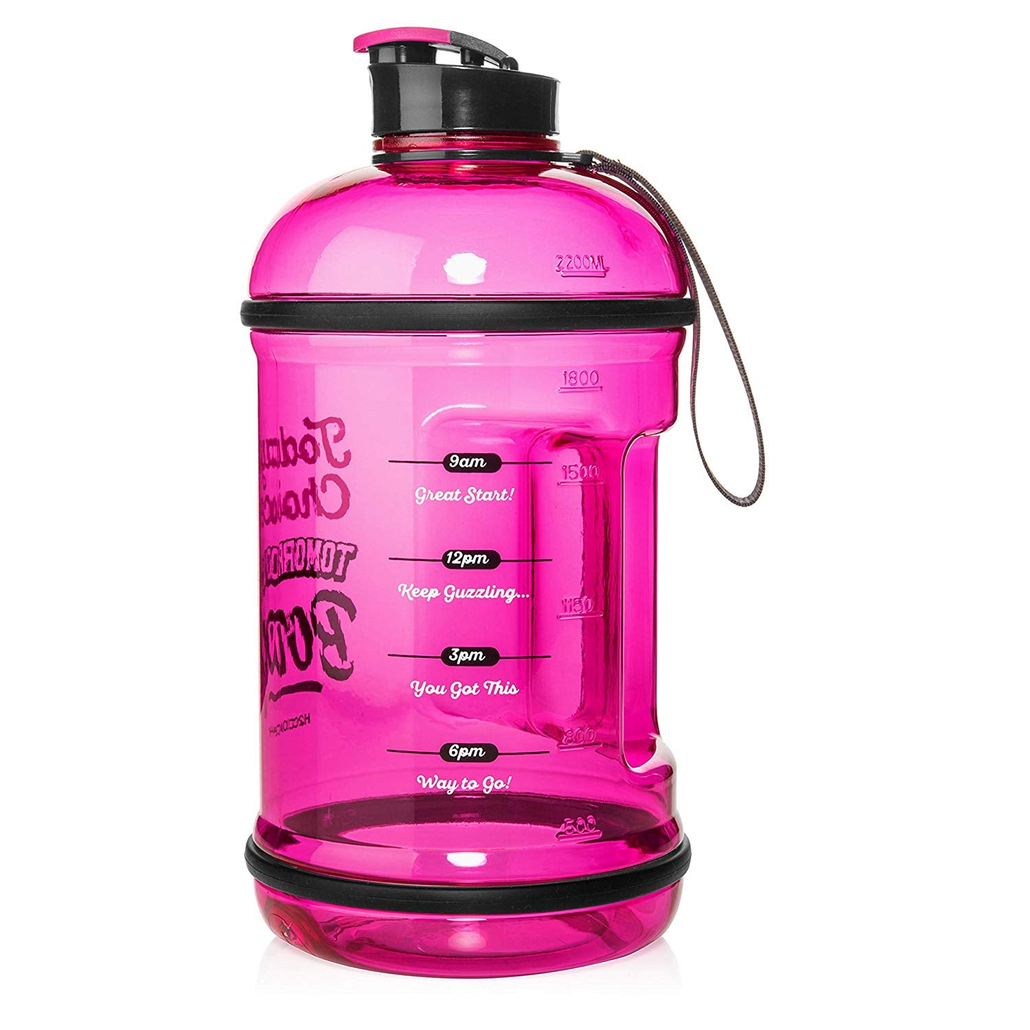 H2OCOACH - Today's Choices - Tomorrow's Body Half Gallon Water Bottle - Flip Top - 85 oz - Pink