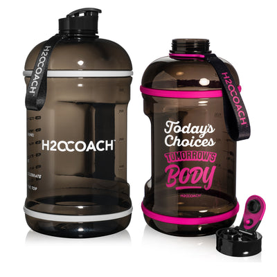 H2OCOACH One Gallon Water Bottle and Half Gallon Set - Black & Black/Pink -2 Quantity