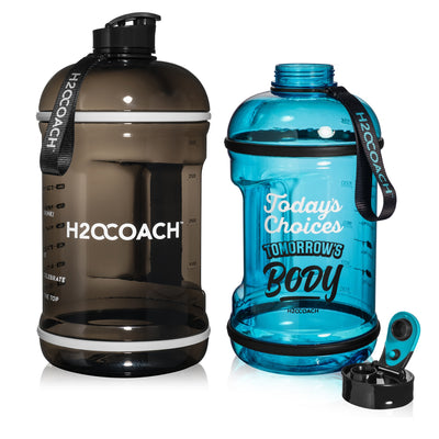 H2OCOACH One Gallon Water Bottle and Half Gallon Set - Black & Blue -2 Quantity