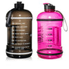 H2OCOACH One Gallon Water Bottle and Half Gallon Set - Black & Hot Pink -2 Quantity