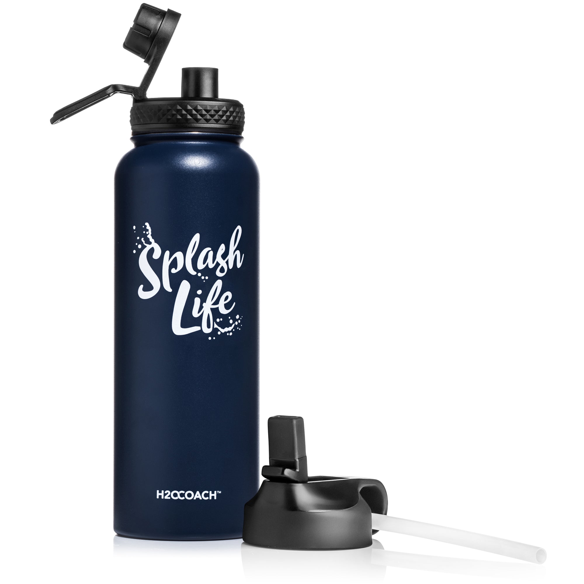 H2OCOACH - Splash Life -  Stainless Steel Water Bottle 40 oz Compact 1.8 Liter