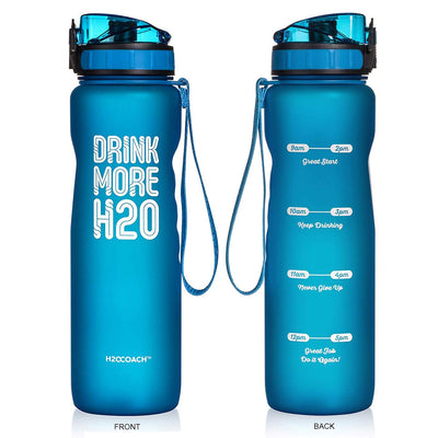 H2OCOACH - Drink More H2O Water Bottle - 36 oz. Compact with Fruit Infuser Filter