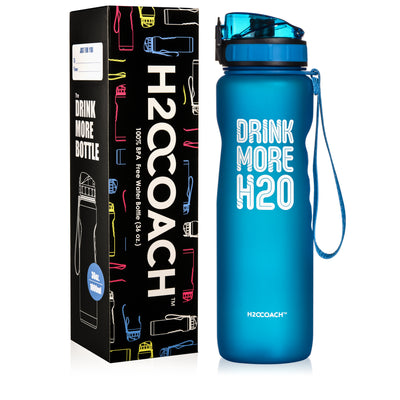 H2OCOACH - Drink More H2O Water Bottle - 36 oz. Compact with Fruit Infuser Filter