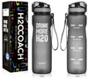 H2OCOACH - Drink More H2O Water Bottle - 36 oz. Compact with Fruit Infuser Filter