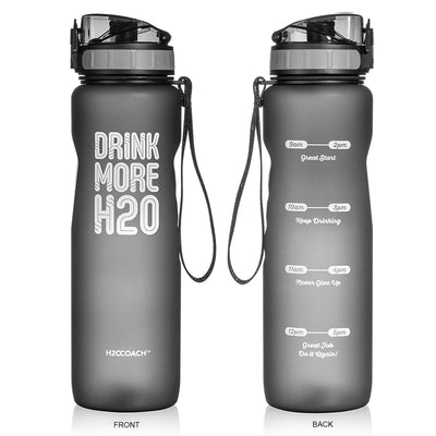 H2OCOACH - Drink More H2O Water Bottle - 36 oz. Compact with Fruit Infuser Filter