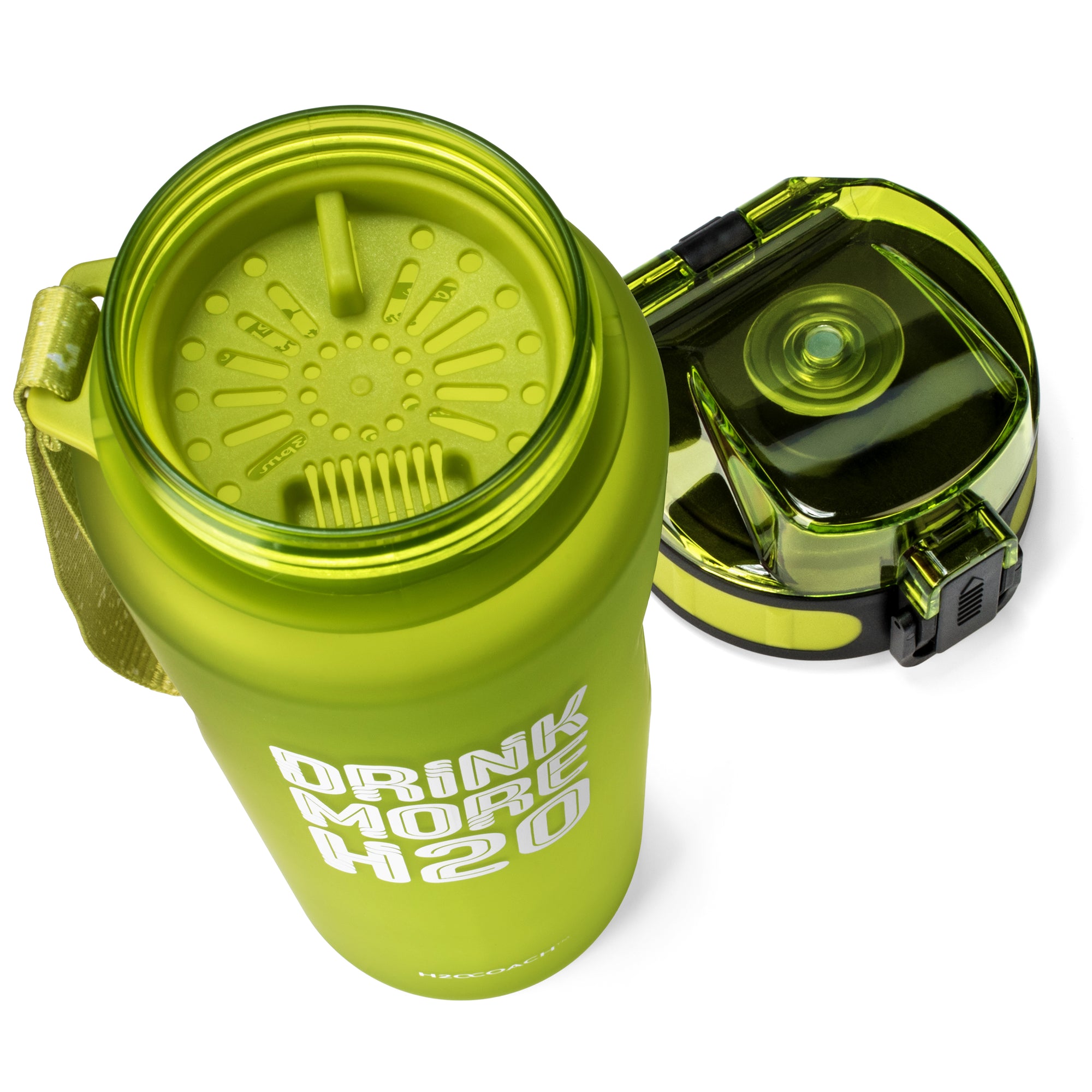 H2OCOACH - Drink More H2O Water Bottle - 36 oz. Compact with Fruit Infuser Filter