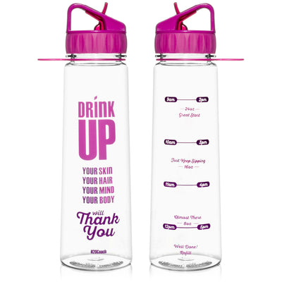 H2OCOACH - Drink Up 30 oz and Pink 1 Gallon Set - Colors:  Clear/Pink & Black - 2 Quantity