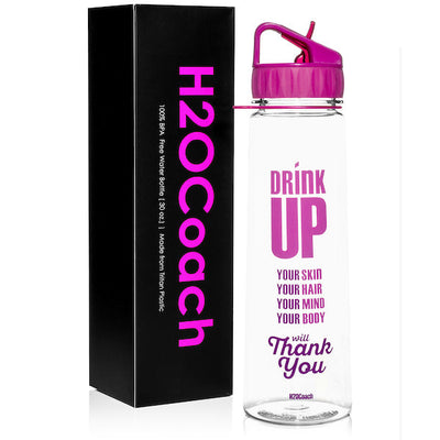 H2OCOACH - Drink Up 30 oz  Clear/Pink  and Transparent w. Black 1 Gallon Set - 2 Quantity