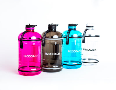 Gallon Water Bottle with Straw- BPA Free - 128 oz - Two Lids - H2OCoach