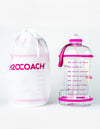 H2OCOACH - Boss Water Bottle - 1 Gallon - Treat Yo Self! - Straw - 128 oz - Transparent w. Pink