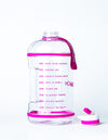 H2OCOACH - Boss Water Bottle - 1 Gallon - Treat Yo Self! - Straw - 128 oz - Two Lids - Transparent w. Pink