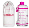 H2OCOACH - Boss Water Bottle - 1 Gallon - Treat Yo Self! - 128 oz - Two Lids - Transparent w. Pink