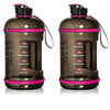 H2OCOACH - Today's Choices - Tomorrow's Body Half Gallon Water Bottle Set -  Black/Pink & Black/Pink  - 2 Quantity