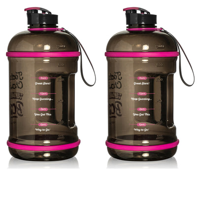 H2OCOACH - Today's Choices - Tomorrow's Body Half Gallon Water Bottle Set -  Black/Pink & Black/Pink  - 2 Quantity