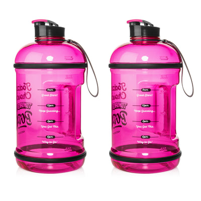 H2OCOACH - Today's Choices - Tomorrow's Body Half Gallon Water Bottle Set -  Hot Pink & Hot Pink - 2 Quantity