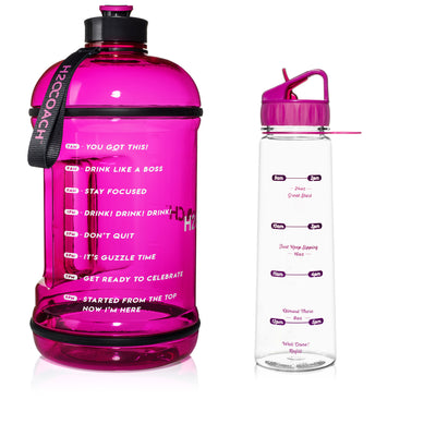 H2OCOACH - Drink Up 30 oz and Pink 1 Gallon Set - Colors:  Clear/Pink & Pink - 2 Quantity