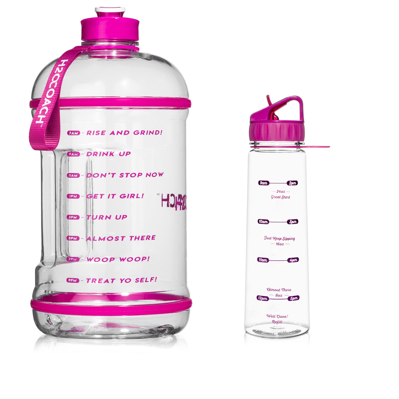 H2OCOACH - Drink Up 30 oz and Pretty N Pink 1 Gallon Set - Clear/Pink & Pretty N Pink - 2 Quantity