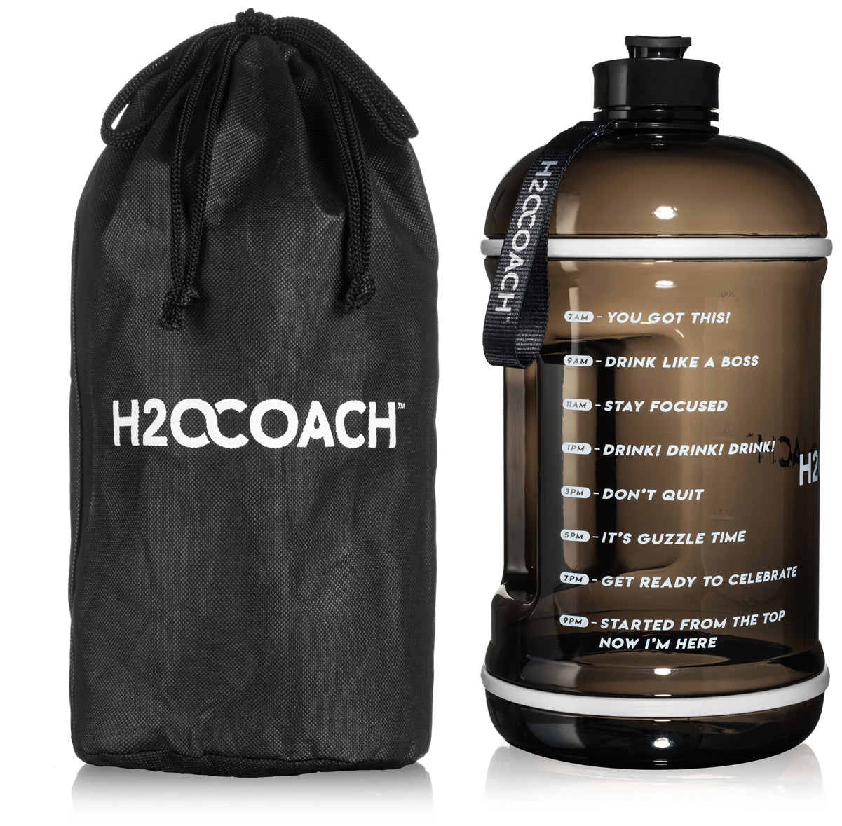 H2OCOACH One Gallon Water Bottle Set - BPA Free - 128 oz - Pretty N Pink & Black