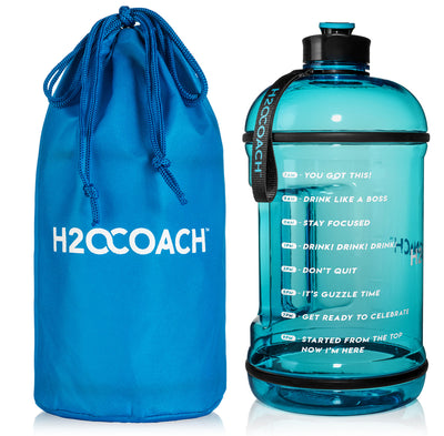 1 - H2OCOACH One Gallon Water Bottle Set - BPA Free - 128 oz - Black & Blue