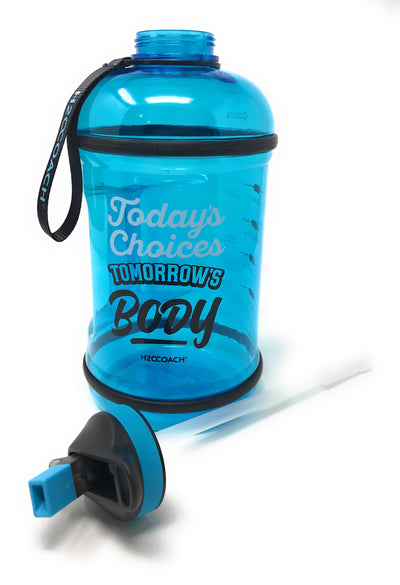 H2OCOACH - Today's Choices - Tomorrow's Body Half Gallon Water Bottle - w. Straw - 85 oz