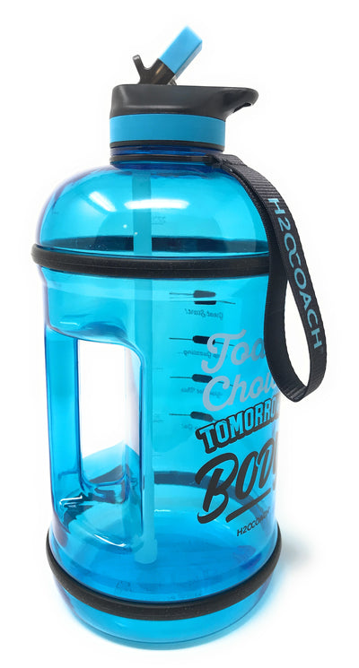 H2OCOACH - Today's Choices - Tomorrow's Body Half Gallon Water Bottle - w. Straw - 85 oz