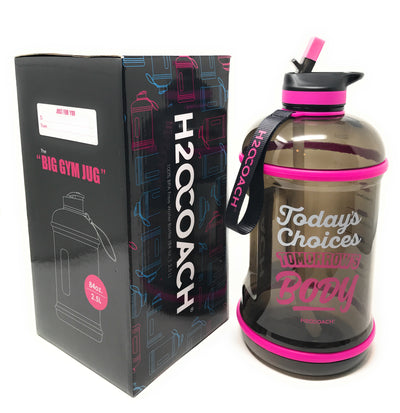 H2OCOACH - Today's Choices - Tomorrow's Body Half Gallon Water Bottle - w. Straw - 85 oz