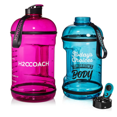 H2OCOACH One Gallon Water Bottle and Half Gallon Set - Pink & Blue -2 Quantity
