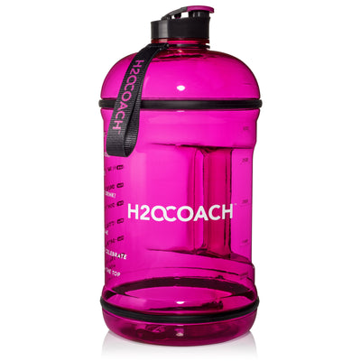 H2OCOACH One Gallon Water Bottle Set - BPA Free - 128 oz - Black & Pink