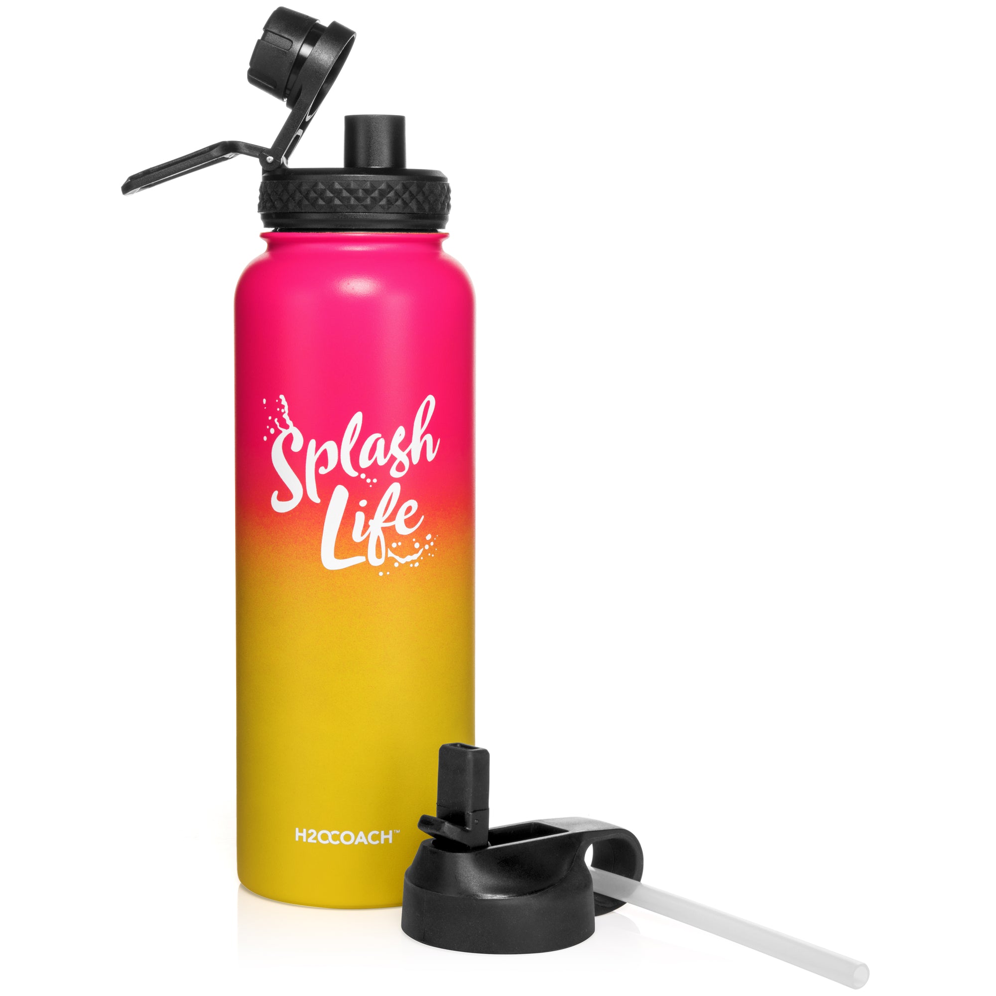 H2OCOACH - Splash Life -  Stainless Steel Water Bottle 40 oz Compact 1.8 Liter
