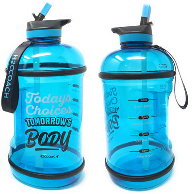 H2OCOACH - Today's Choices - Tomorrow's Body Half Gallon Water Bottle - w. Straw - 85 oz