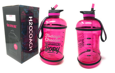 H2OCOACH - Today's Choices - Tomorrow's Body Half Gallon Water Bottle - w. Straw - 85 oz - Pink