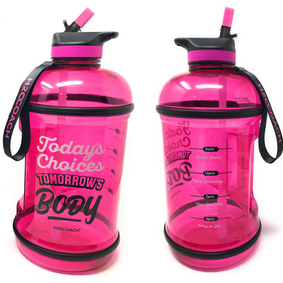 H2OCOACH - Today's Choices - Tomorrow's Body Half Gallon Water Bottle - w. Straw - 85 oz