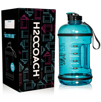 H2OCOACH - Today's Choices - Tomorrow's Body Half Gallon Water Bottle - Flip Top - 85 oz