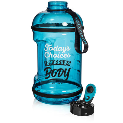 H2OCOACH - Today's Choices - Tomorrow's Body Half Gallon Water Bottle Set -  Black/Pink & Blue - 2 Quantity